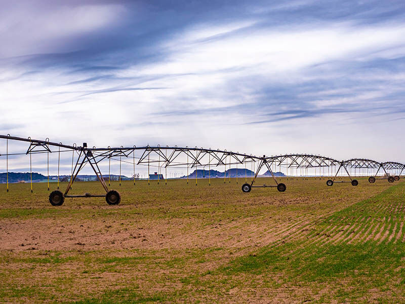 Pivot irrigation system over a field in Caddo County near Hydro Oklahoma