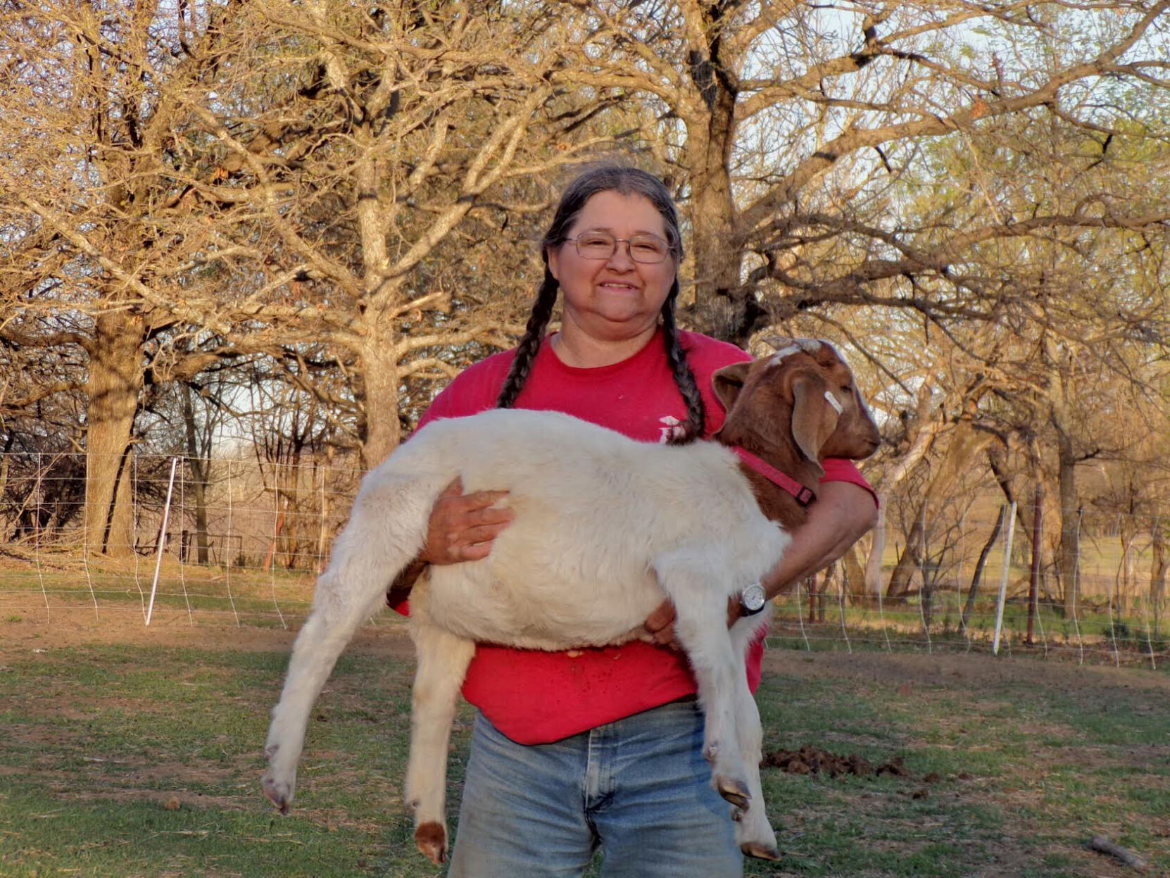 Mary Powell of Barnyard Weed Warriors, shows off one of her hard working colleagues. (Courtesy photo.)