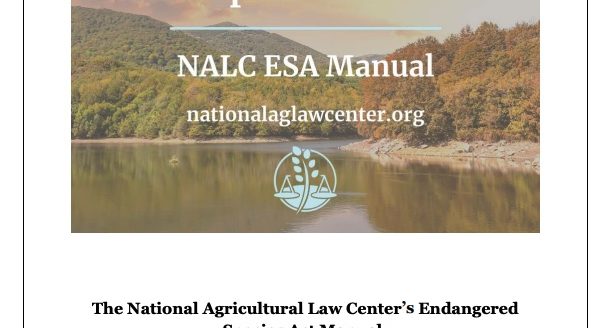 Cover of the National Agricultural Law Center's Endangered Species Act manual for ag producers. (University of Arkansas System Division of Agriculture image.)