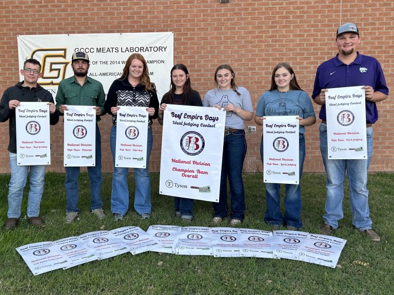 Pictured, left to right: Gavin Romshek, Jordan McVey, Hannah Missler, Ashlyn Christmann, Adison George, Ryann Kloepping and Blake Schilling. (Photo courtesy of Garden City Community College.)