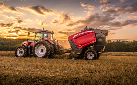 The Massey Ferguson 1 series round baler delivers efficiency, quality, and operator comfort with the rugged dependability that North American hay producers demand. The round baler, which was announced in August, was engineered in Hesston, Kansas. (Photo courtesy of Business Wire.)