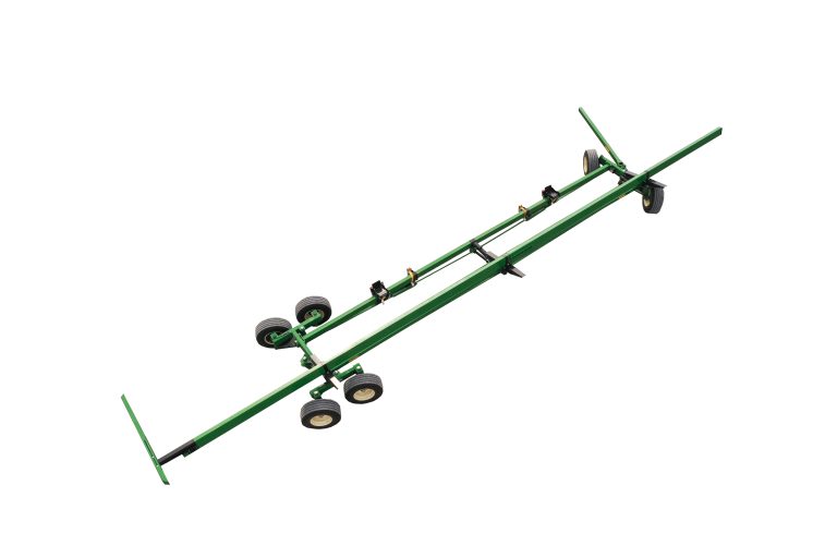 Unverferth Manufacturing’s six-wheel steerable header transport. (Courtesy photo.)