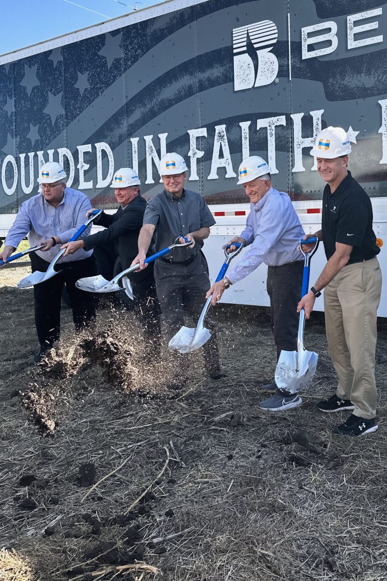 Sonny Beck, CEO of Beck’s, second from right, and Scott Beck, at right, participate in the recent groundbreaking at Salina, Kansas. (Courtesy photo.)