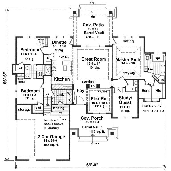 This week's house plan 38-510 features an utterly feel-good floor plan with plenty of covered, outdoor living space. The stone pillars, cedar shakes and timber-framed gable give this bungalow loads of appeal and we haven't even mentioned the inside amenities!