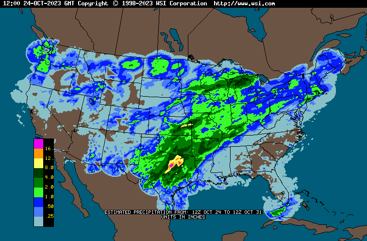 This is a map of the precipitation received between Oct. 24 and Oct. 31. (Photo courtesy Weather Underground.)