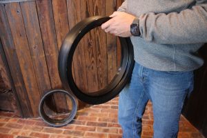 The 3-inch gauge wheel tire. (Journal photo by Lacey Vilhauer.)
