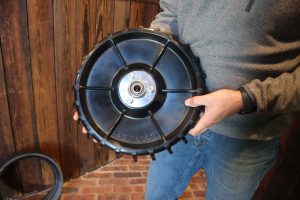The 4 Ag closing wheel was designed to increase emergence by improving seed to soil contact. (Journal photo by Lacey Vilhauer.)