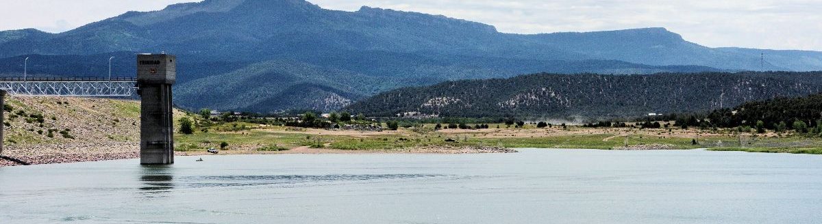 Trinidad Lake State Park flanked by Fishers Peak in Trinidad. (Photo courtesy of Bill Vogrin, Colorado Parks and Wildlife.)
