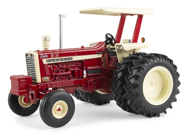 Pictured is Ertl’s 2023 National Farm Toy Show commemorative tractor, 1/32 scale, die-cast Farmall Model 1206, turbo diesel with duals. (Photo courtesy of Toy Farmer Publications.)