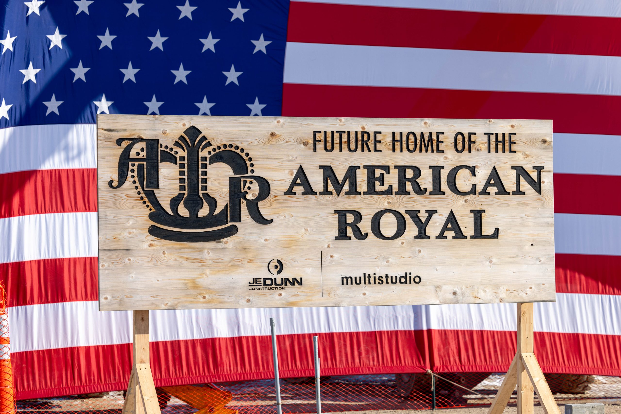 Wooden sign with "Future home of the American Royal" printed on it. (Courtesy photo.)