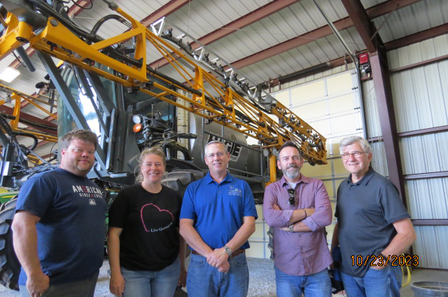 Conservation was on the mind of several recent tour-goers. From left, farmers and ranchers Brice Fischer and  Ashley Fischer, are pictured with John Faulkenberry, Jeremy Springer, and Mike Arrambidi. They also had an opportunity to see conservation practices on the Brice and Kevin Fischer operation in southwestern Missouri. (Photos courtesy of Dan Hall.)