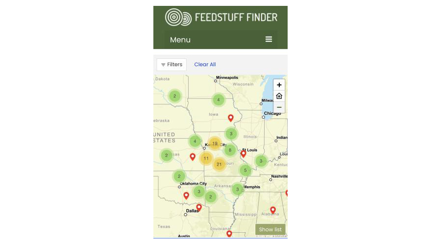 Screenshot from Feedstuff Finder website.