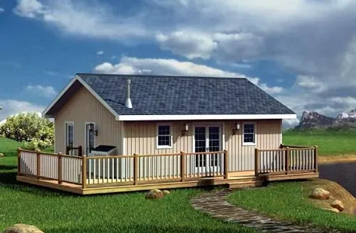 Two-bedroom, one-bath single family home with a wrap-around porch. (Photo courtesy of MonsterHousePlans.com.)