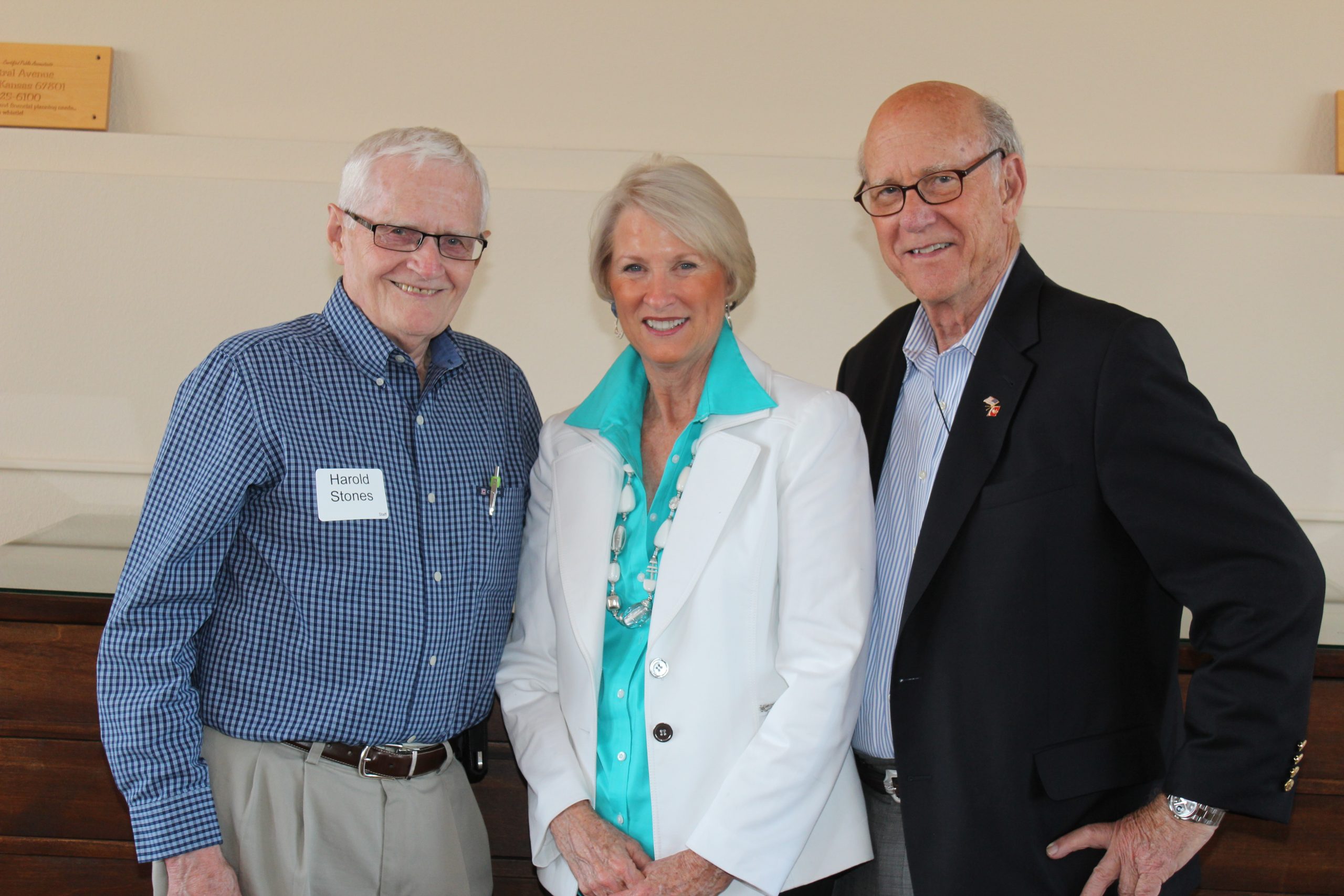 (Left) Harold Stones is pictured with Franki Roberts and U.S. Sen. Pat Roberts in 2013. (Journal photo by Dave Bergmeier.)