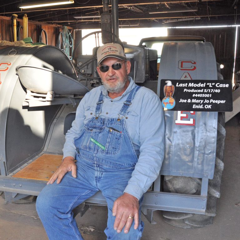 One of Joe Peeper’s prized possessions is the final model L to come off the Case assembly line in Racine, Wisconsin, in 1940. He and his six siblings grew up farming near Apache, Oklahoma, where his dad was a Case implement dealer. (Photo by Candace Krebs.)