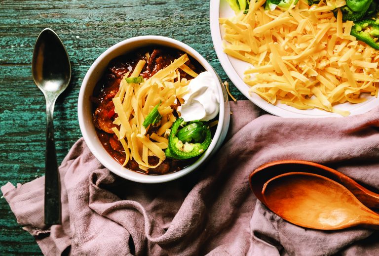 Smoky German Potato, Sausage and Bacon Chili . (Recipe and photo courtesy of Family Features.)