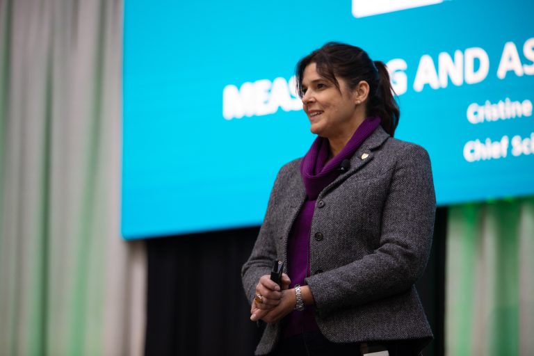 Closing keynote speaker, Cristine Morgan, chief scientific officer, The Soil Health Institute discussed measuring and evaluating soil health at Soil Health U, Jan. 18 in Salina, Kansas. (Journal photo by Kylene Scott.)