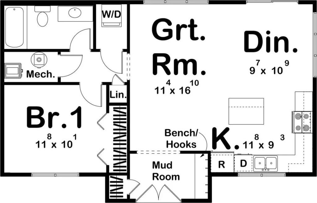 Floor plan of featured house plan. (Courtesy of MonsterHousePlans.com.)