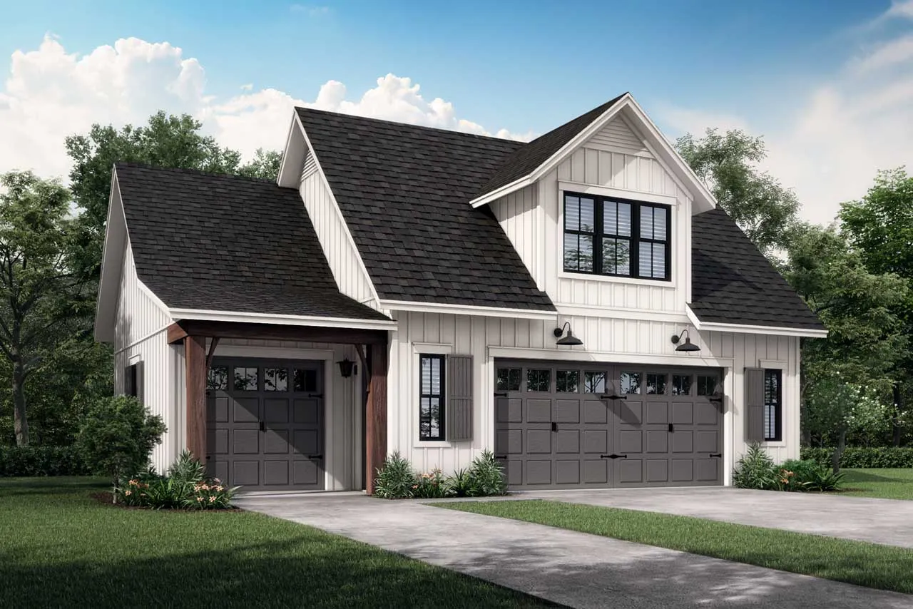 Exterior rendering of weekly house plan. (Illustration courtesy of Monster House Plans.)