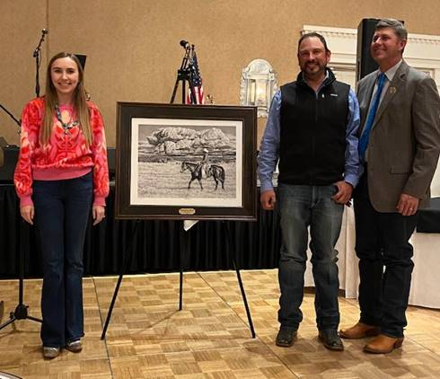 Pictured left to right is Abby O’Connor, Boe Lopez and Past President Loren Patterson. (Photo courtesy of New Mexico Cattle Growers Association.)