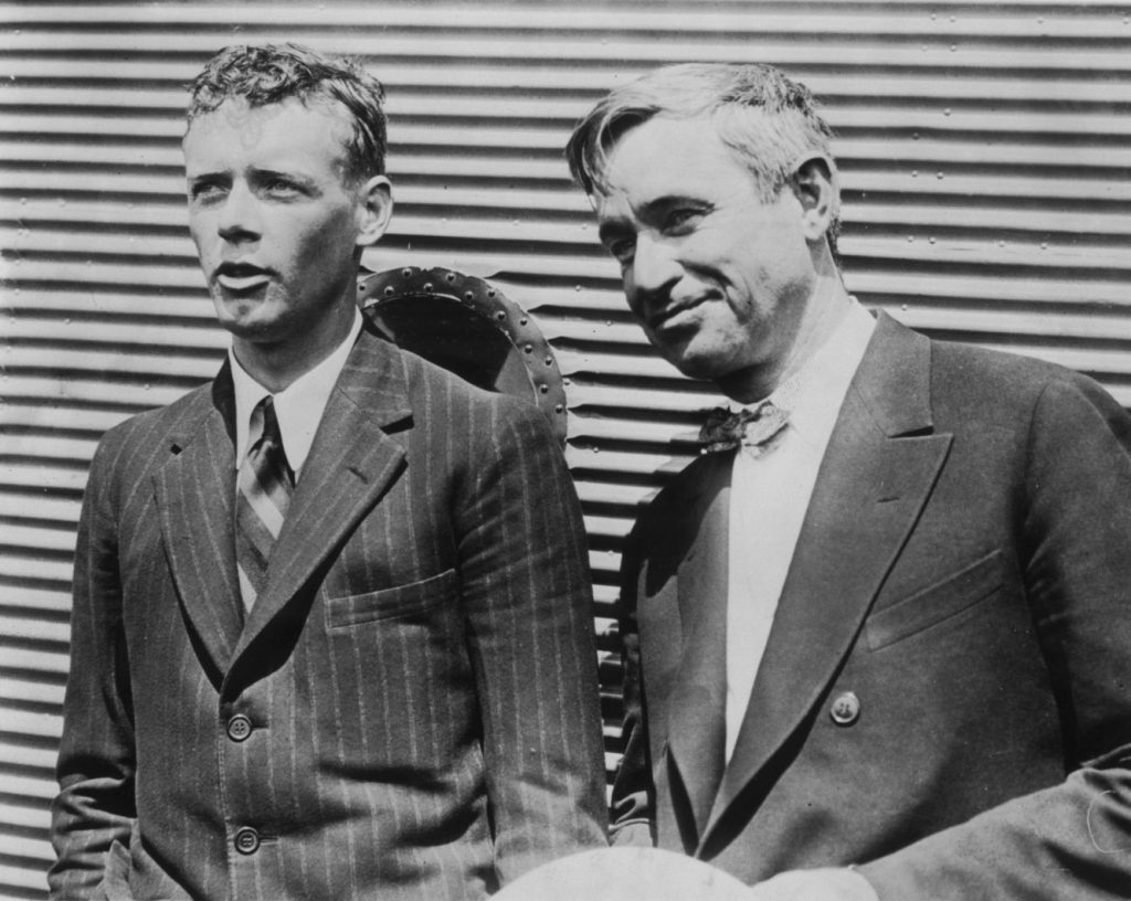 Aviator Charles A. Lindbergh (left) and Will Rogers (right). (Photo courtesy Will Rogers Memorial Museum.)
