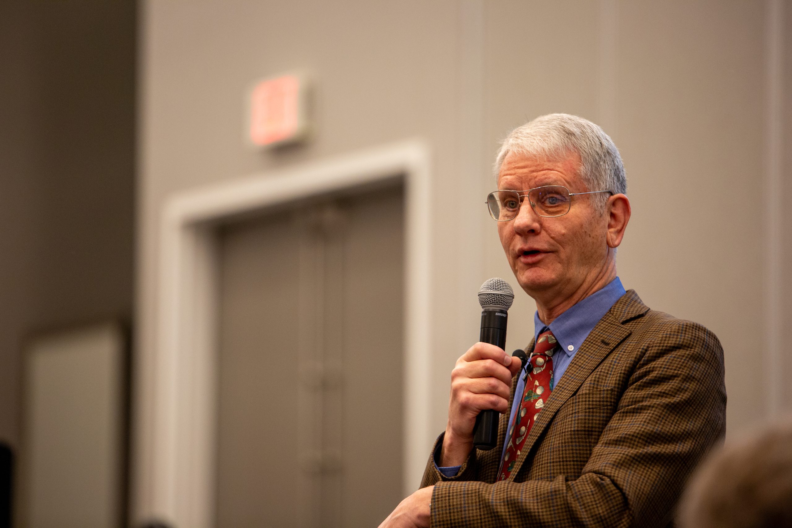 Jim Mintert, professor at Purdue University in the Department of Agricultural Economics and director of the Center for Commercial Agriculture, spoke Jan. 26 at the Kansas Commodity Classic in Salina, Kansas. Mintert gave a domestic and global market update. (Journal photo by Kylene Scott.)