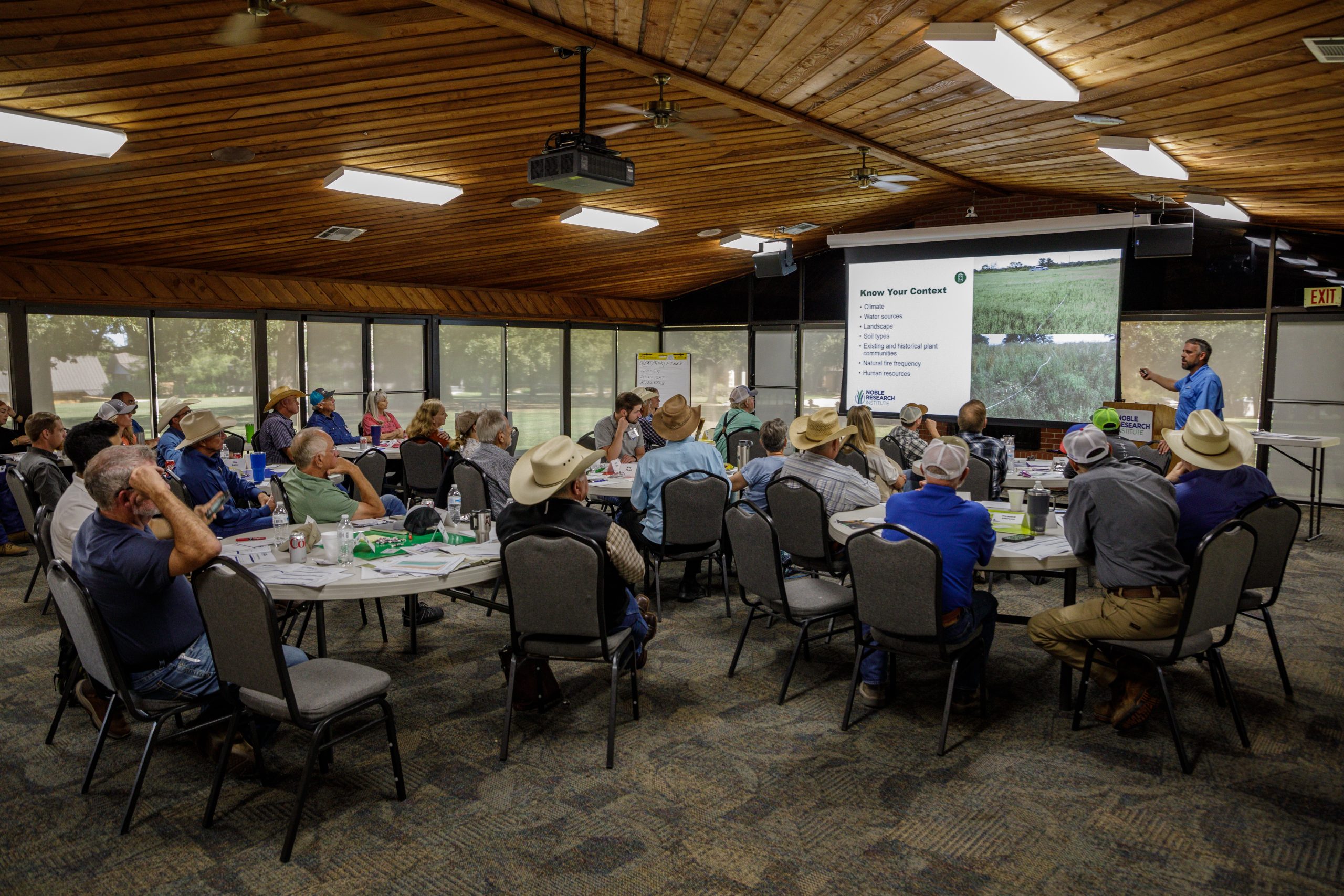 Noble Grazing Essentials course attendees listen during an in-class lesson on Noble's campus in Ardmore, Oklahoma. (Courtesy photo.)