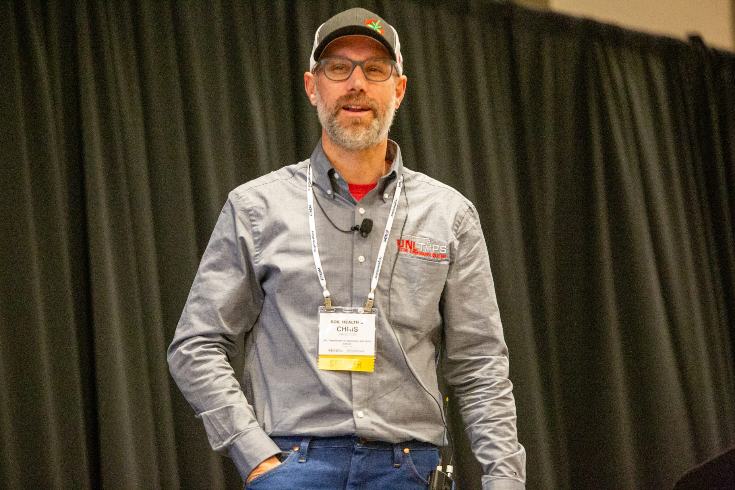 Chris Proctor, weed management Extension educator with the University of Nebraska-Lincoln, discussed Using cover crops as an IPM tool for managing hard-to-control weeds in no-till cropping systems at Soil Health U, Jan. 18 in Salina, Kansas. (Journal photo by Kylene Scott.)
