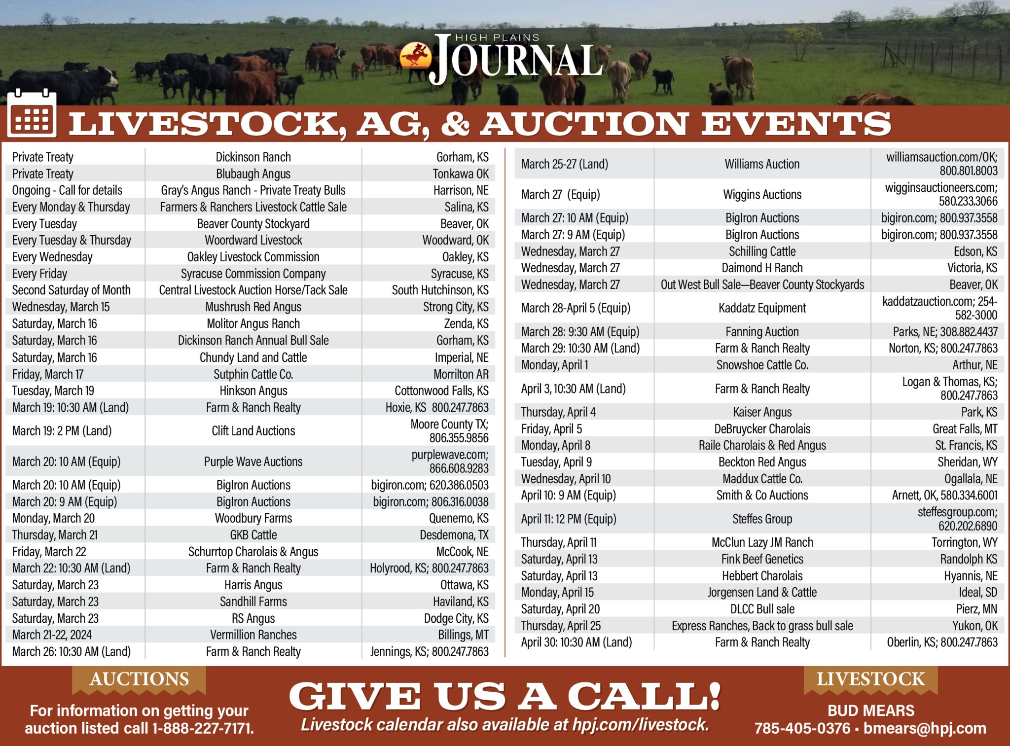 Livestock Calendar March 15 2024 High Plains Journal