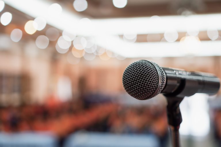 Microphones for speech or speaking in seminar. (Photo: iStock - smolaw11)