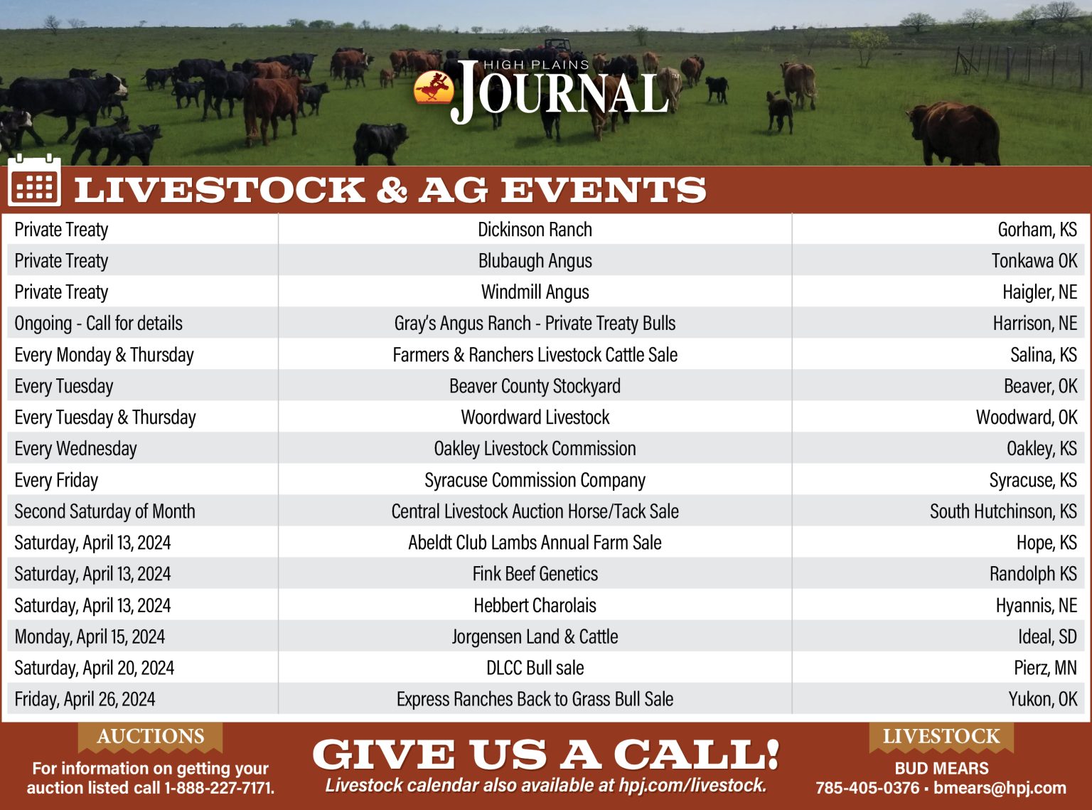 Livestock Calendar April 12 2024 High Plains Journal