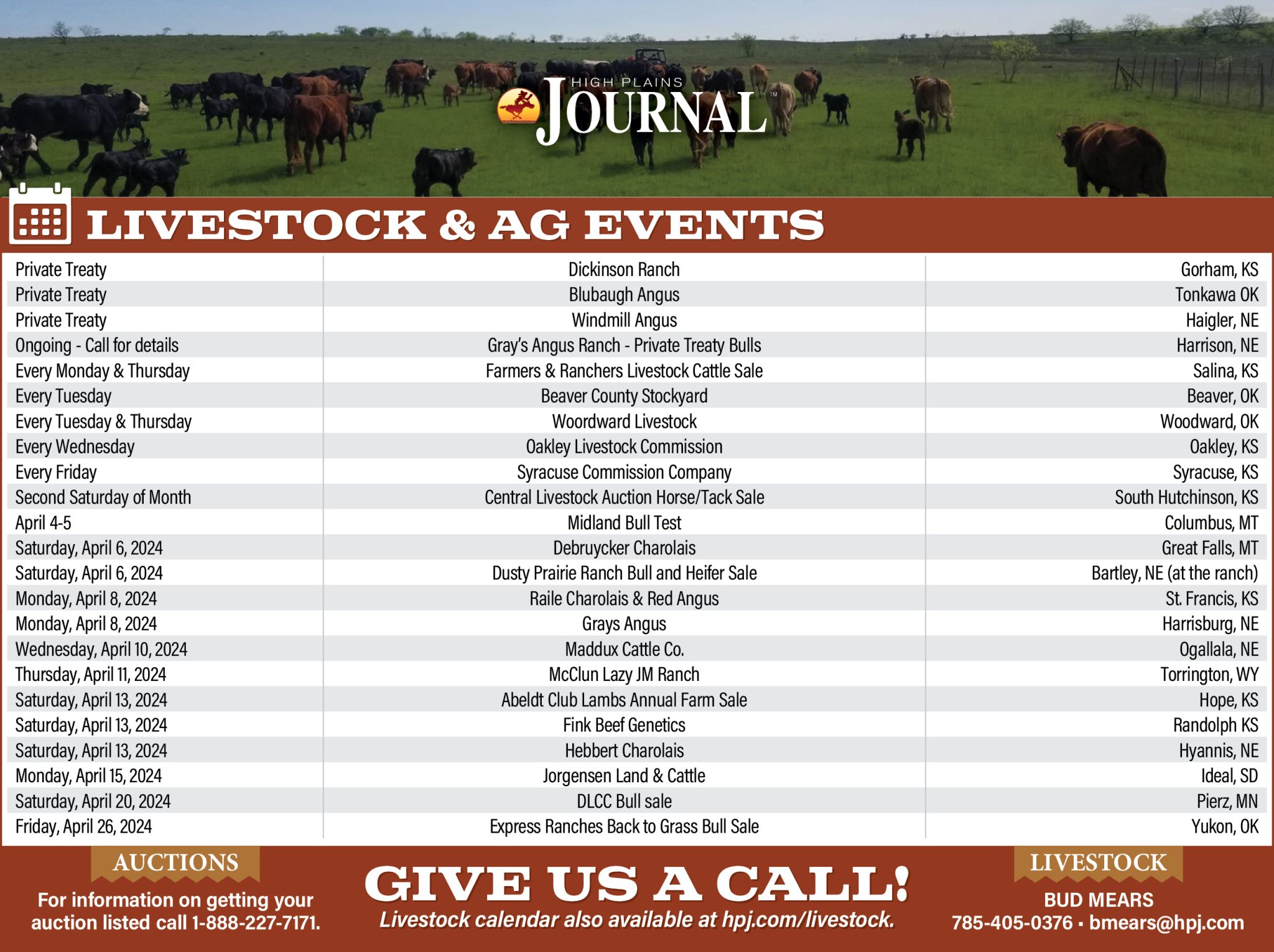 Livestock Calendar April 5 2024 High Plains Journal