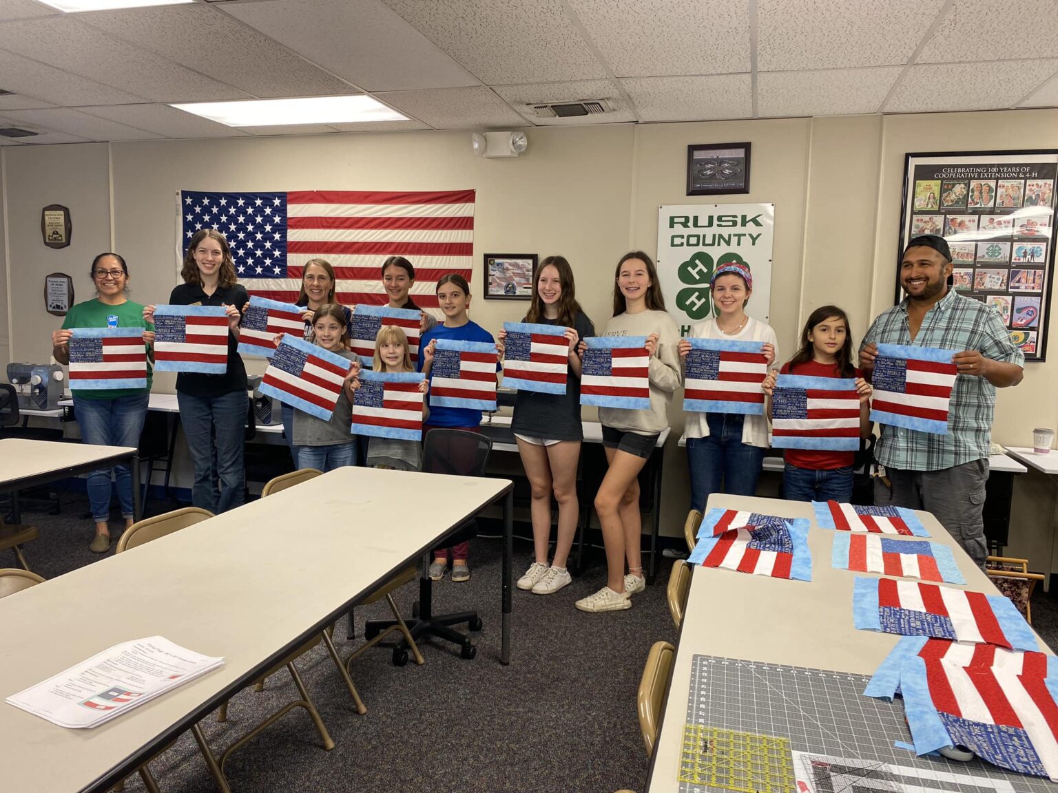 Texas 4-H members in Rusk County recently produced quilts to be awarded to three WWII veterans during Military Appreciation Month. (Liz Buckner-Cross/Texas A&M AgriLife)