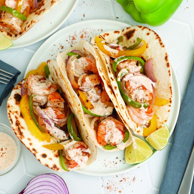 Sheet Pan Shrimp Cajun Fajitas. Recipe courtesy of Albertsons. (Photo courtesy of Family Features.)