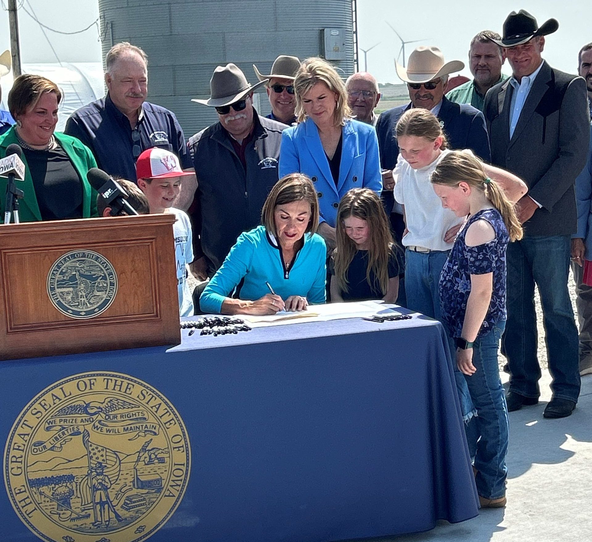 Gov. Kim Reynolds signed the Meat Integrity Bill and the livestock capital gains deduction bill May 15. Both of these bills will benefit Iowa cattle producers and protect this viable industry within our state’s economy. (Courtesy photo.)