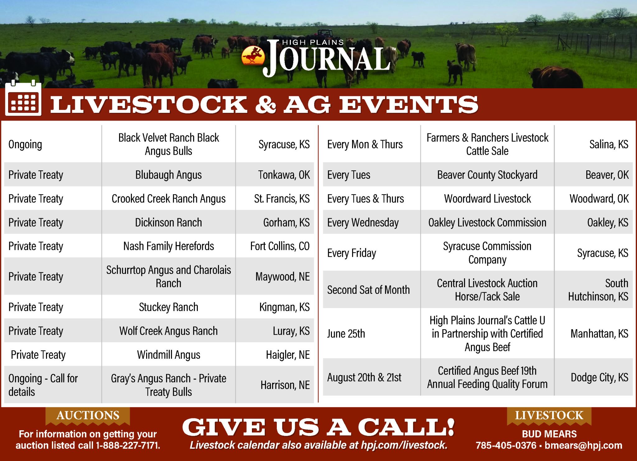 Livestock Calendar May 24 2024 High Plains Journal