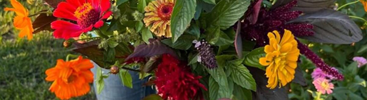 Sunflower and Herb Summer Floral Arrangement. (Photo: Christina Lueking - Illinois Extension)