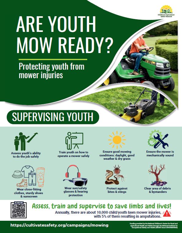 Mowing safety poster (Childhood Agricultural Safety Network )