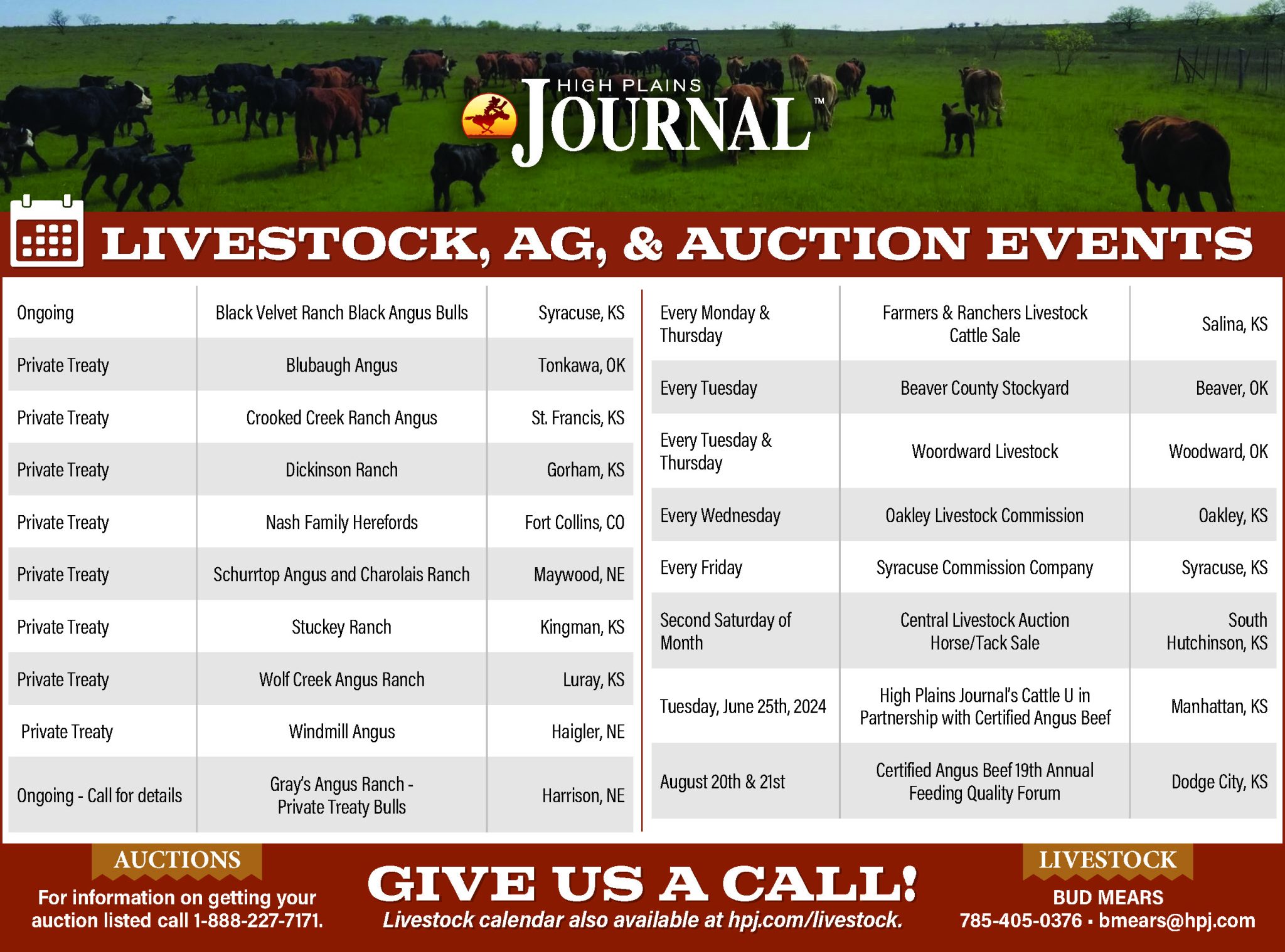 Livestock Calendar July 5 2024 High Plains Journal