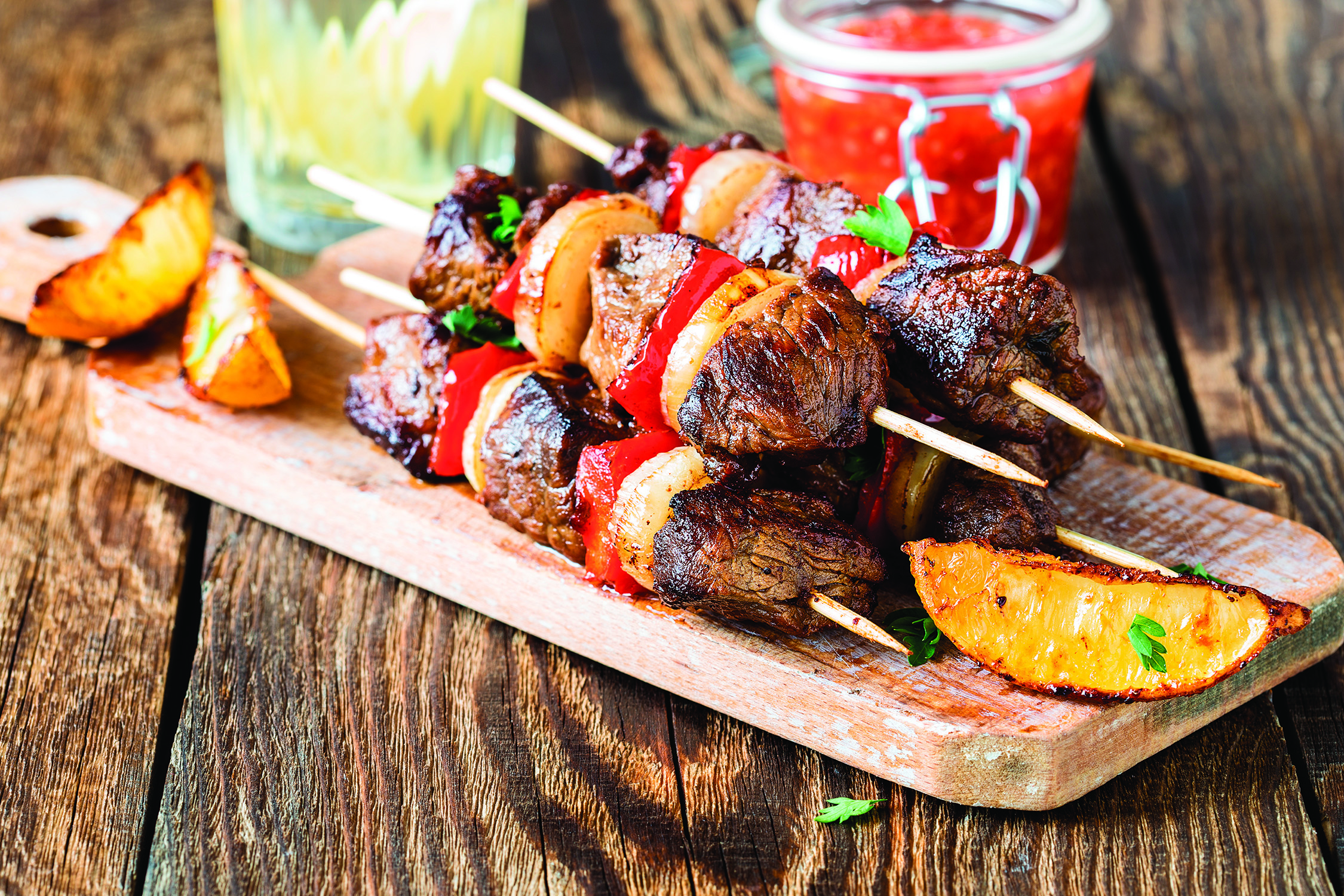 Peppery Beef Kabobs. (Photo courtesy of Shutterstock/Family Features.)