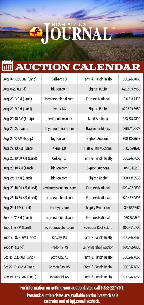 Auction Calendar August 9 2024