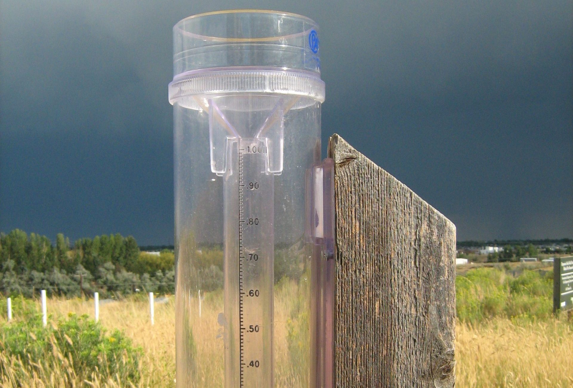 An outdoor rain gauge. (Photo: Henry Reges/CoCoRaHS HQ)