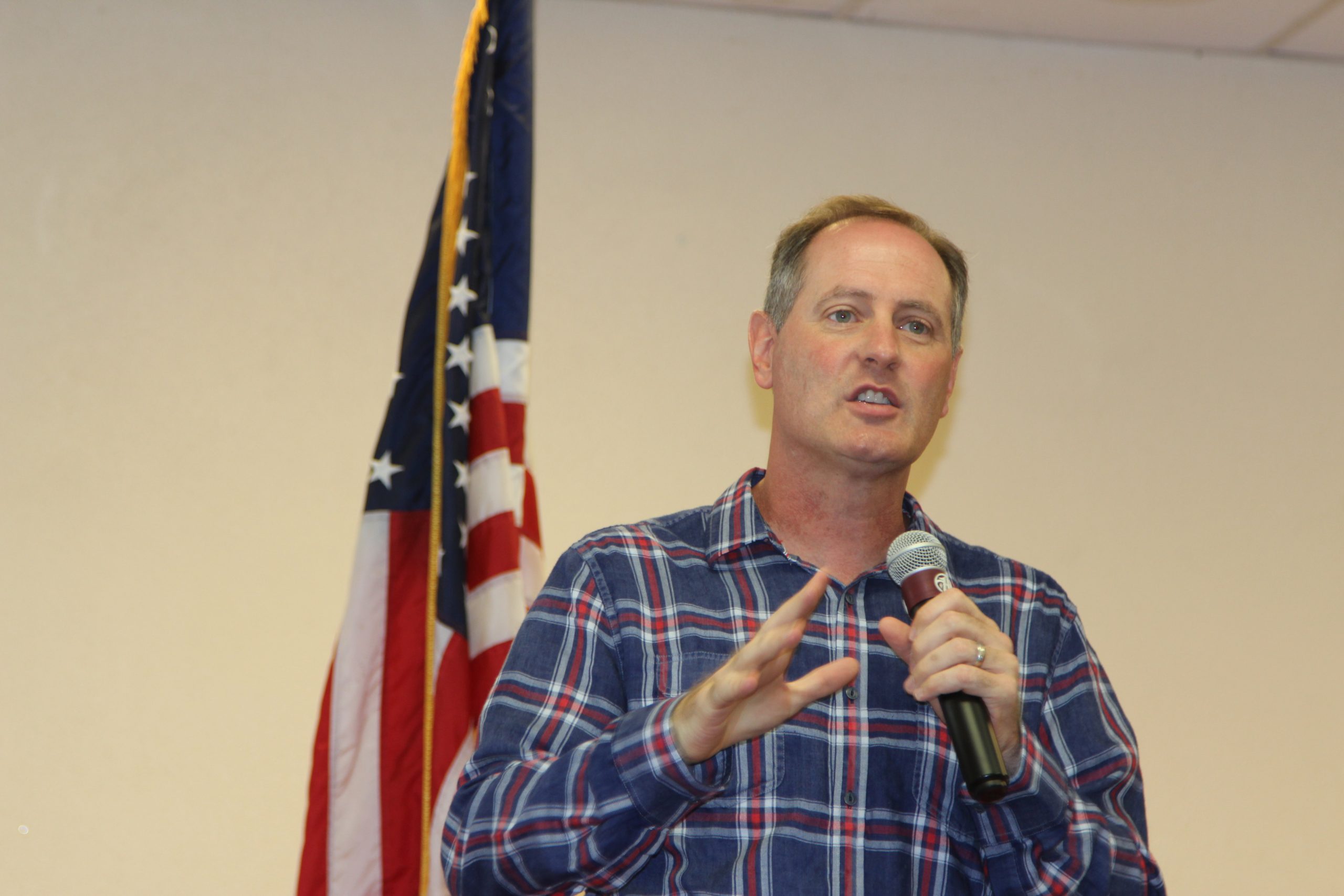 U.S. Rep. Tracey Mann, R-KS, addresses Kansas Farm Bureau agricultural breakfast attendees on Sept. 7 in Hutchinson. (Journal photo by Dave Bergmeier.)