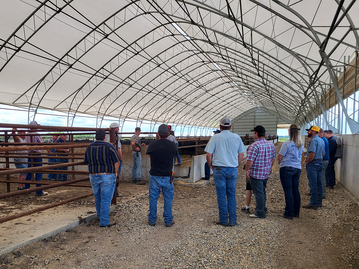 Attendees at the MU Extension Feedlot School in late August toured Kirksville-area feedlot operations. (Photo by Eric Bailey)