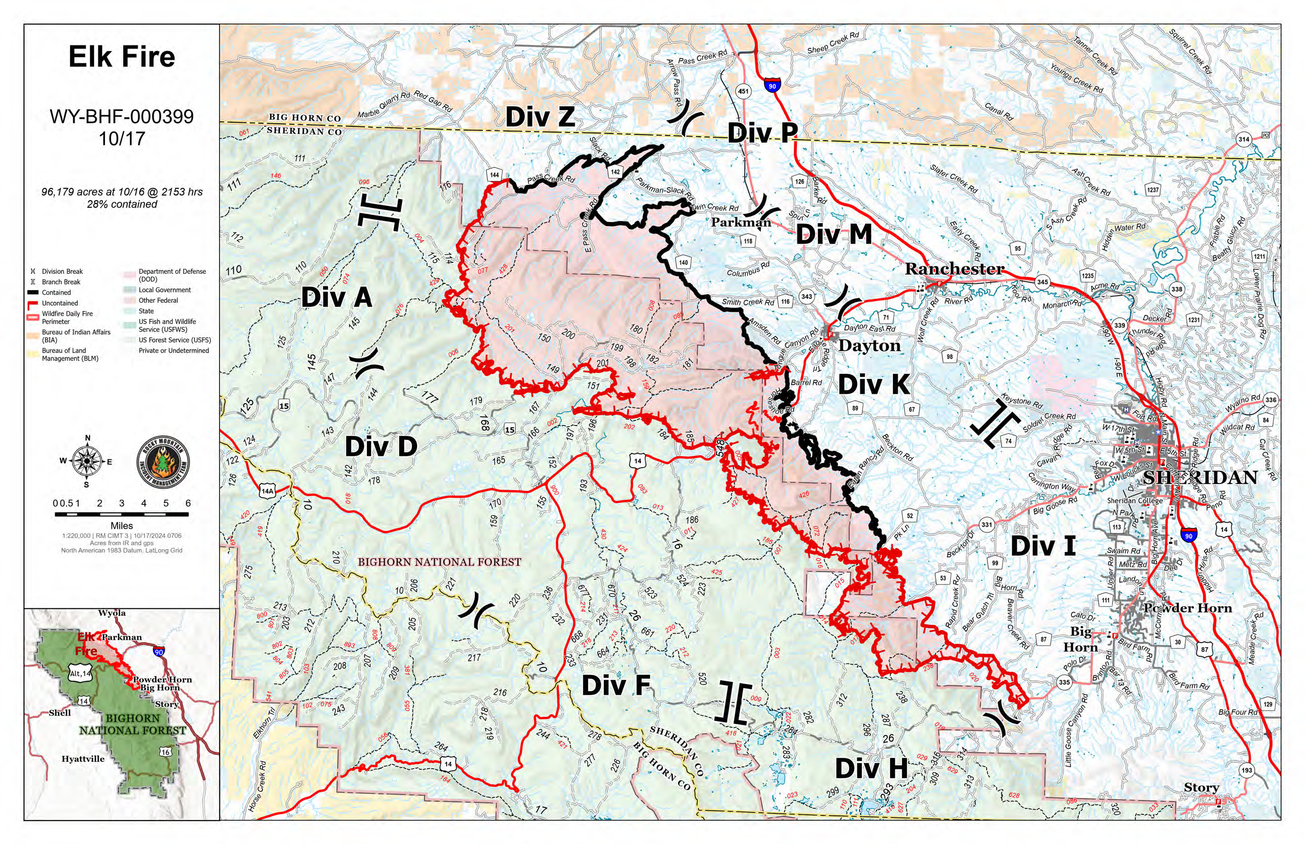 Elk Fire map Oct. 17, Wyoming. (Courtesy photo.)