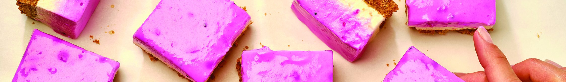 No Bake Dragon Fruit Cheesecake Bars. (Photo courtesy of Family Features.)