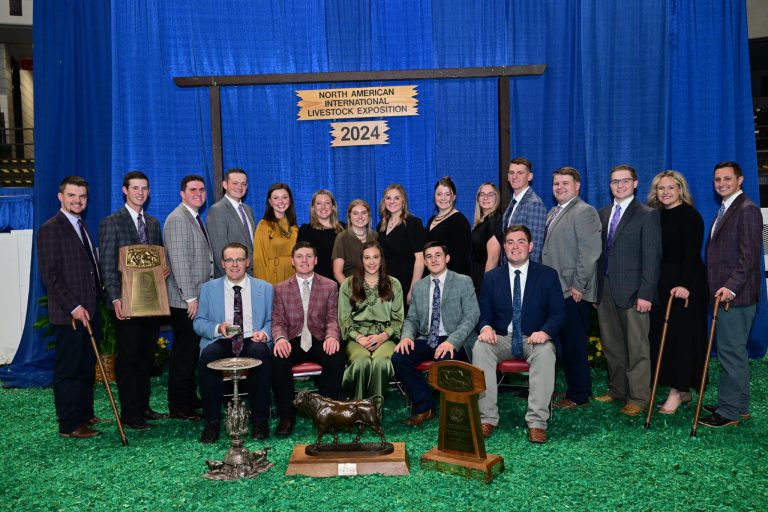 Kansas State University livestock judging team won national champion honors at the 2024 North American International Livestock Exposition Judging Contest in Louisville, Kentucky. (Courtesy photo.)
