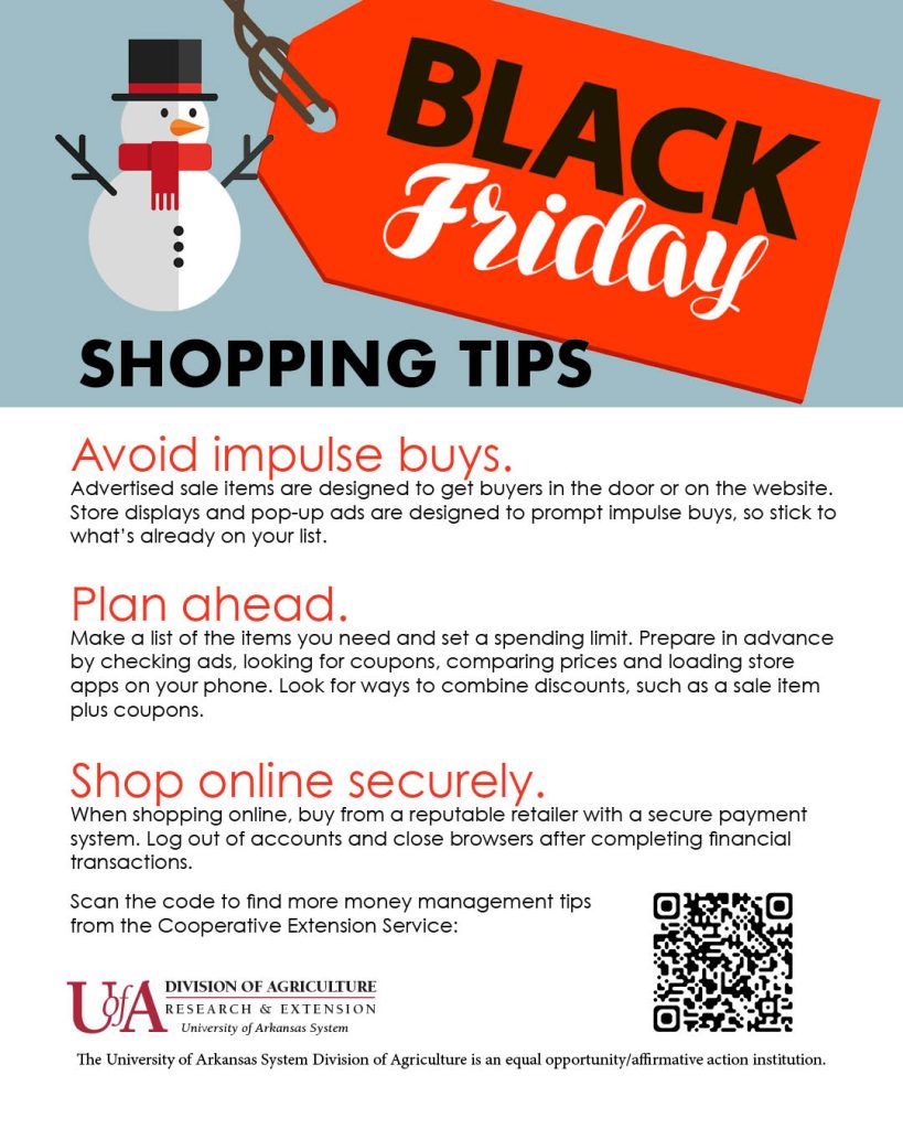 SMART AND CREATIVE GIFTING — To make the most of Black Friday deals this season, shop smart and think outside the gift box with creative gifts that focus on experiences rather than price tags. (Division of Agriculture graphic.)