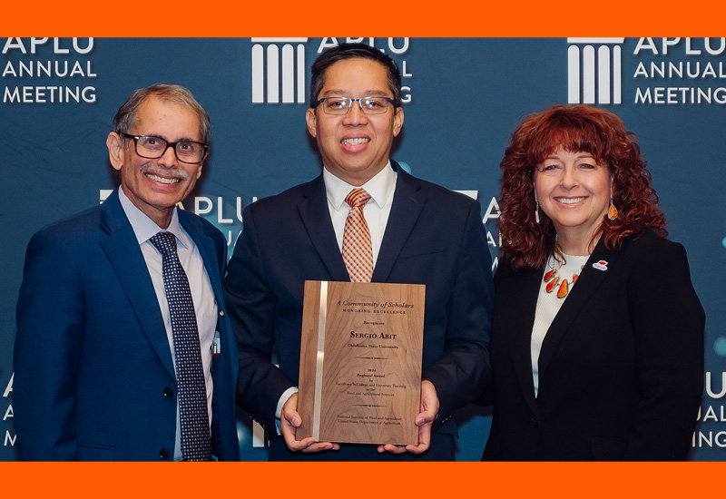 Dr. Manjit Misra, director of the USDA National Institute of Food and Agriculture, Dr. Sergio Abit, plant and soil sciences professor, and Dr. Cynda Clary, associate dean for the Ferguson College of Agriculture. (Photo courtesy of the Association of Public and Land-Grant Universities)