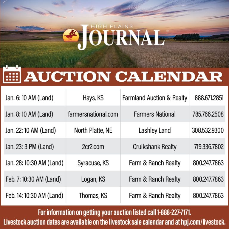 Auction Calendar January 3 2025 High Plains Journal